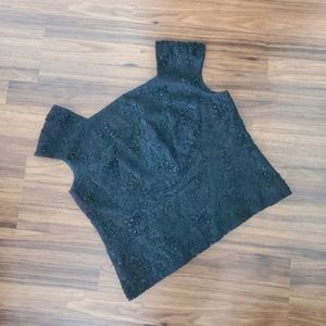 SOLD - Vintage 1950s Black Lace Beaded Crop Blouse